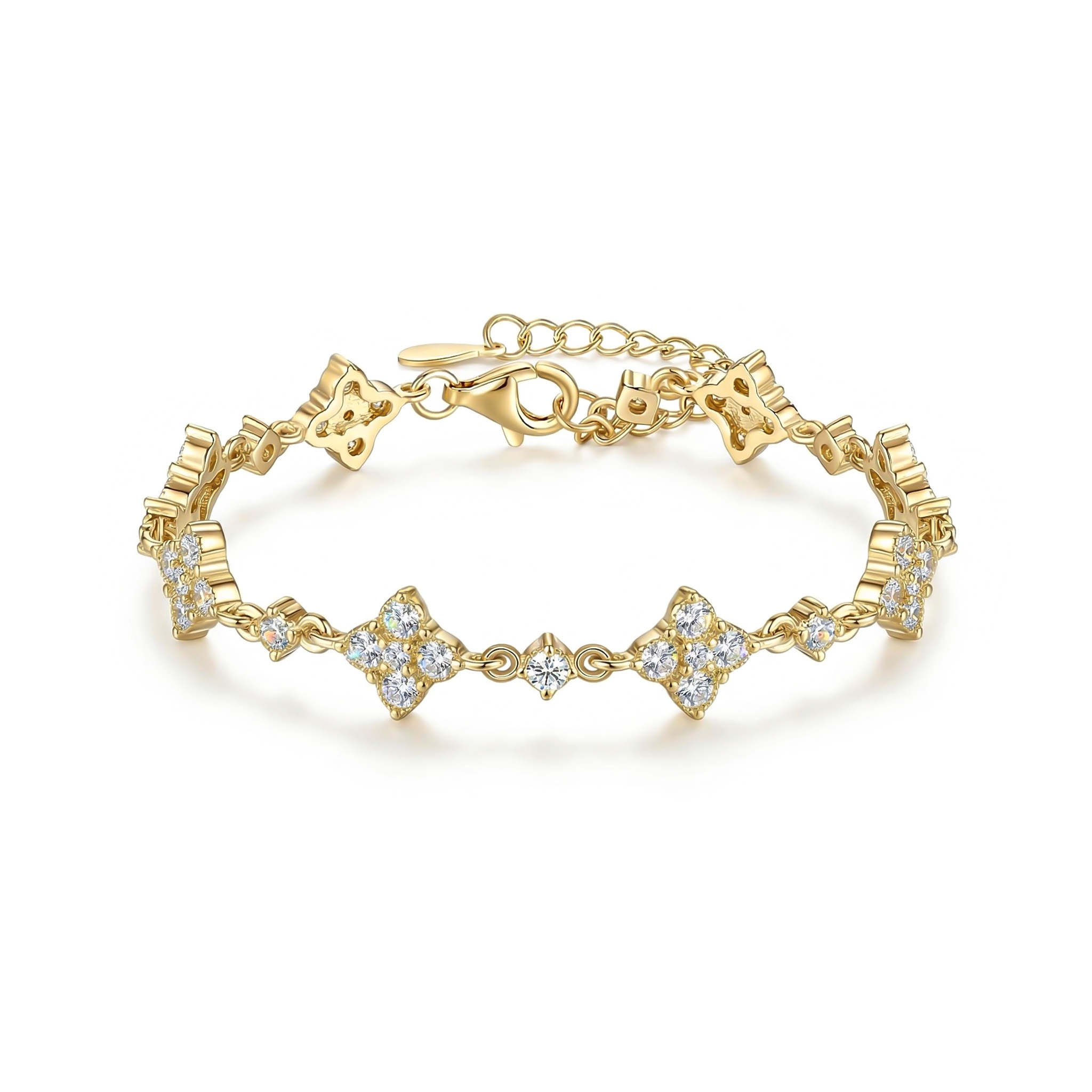 VVS Moissanite S925 Silver Four Leaf Clover Bracelet