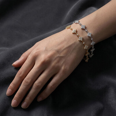 VVS Moissanite S925 Silver Four Leaf Clover Bracelet