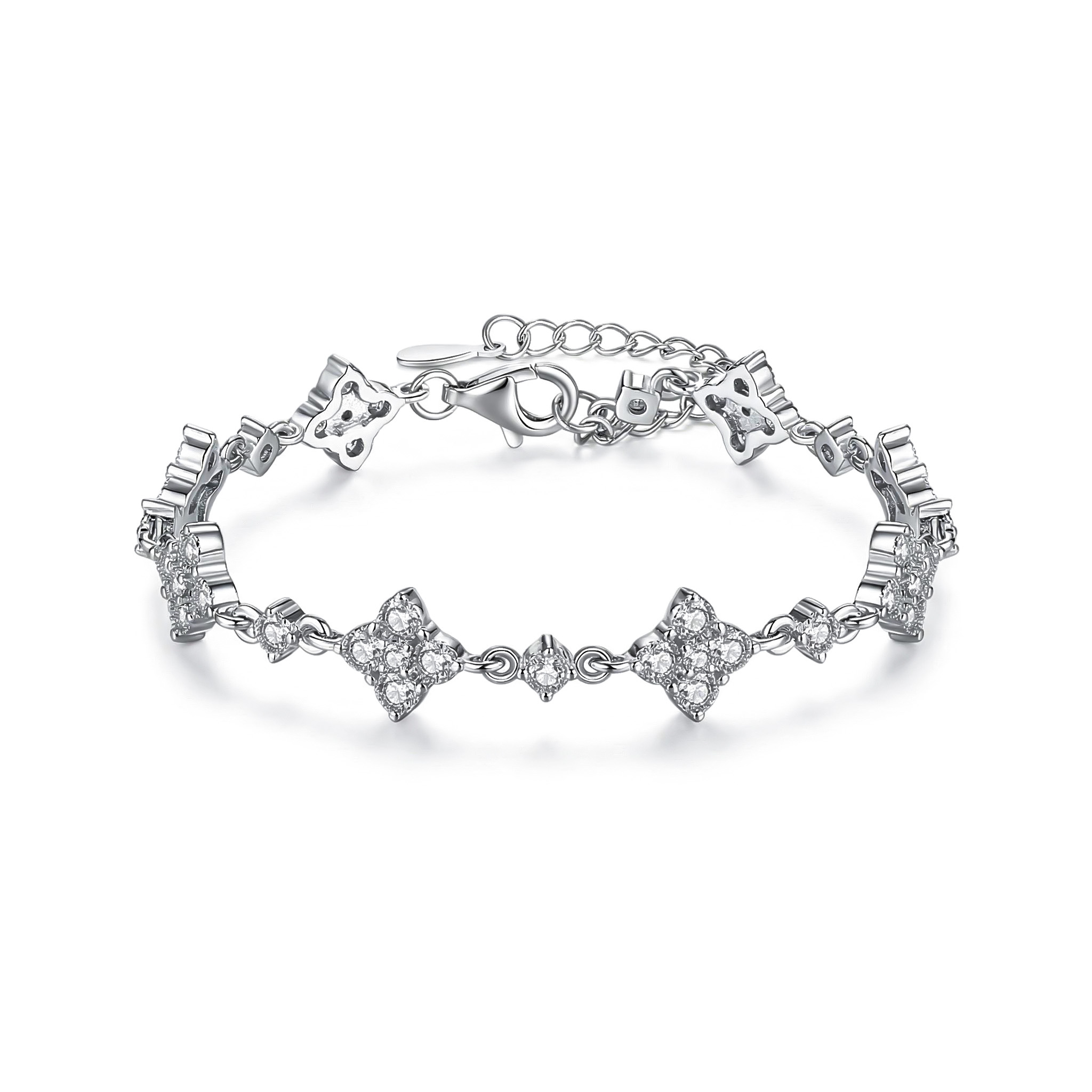 VVS Moissanite S925 Silver Four Leaf Clover Bracelet