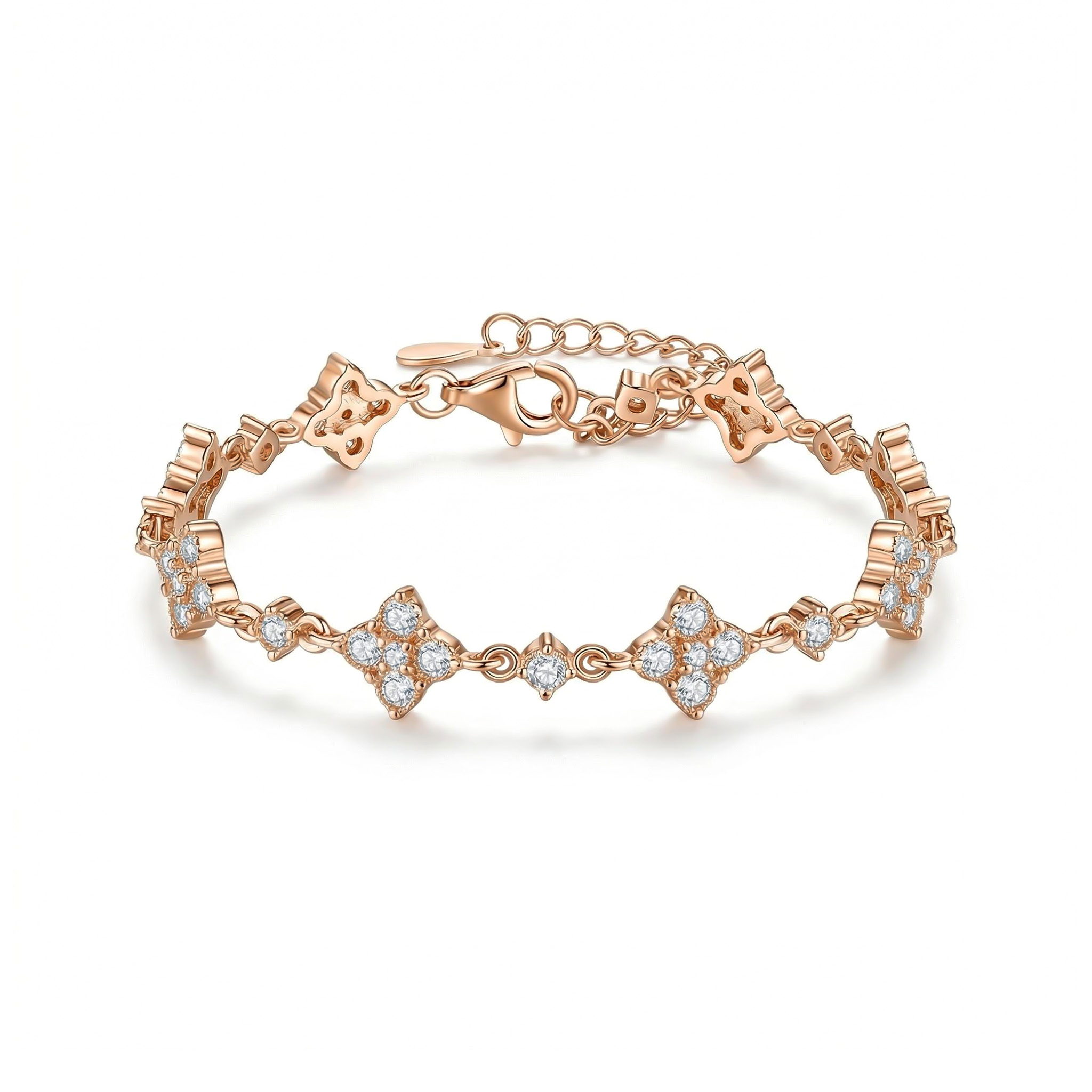 VVS Moissanite S925 Silver Four Leaf Clover Bracelet