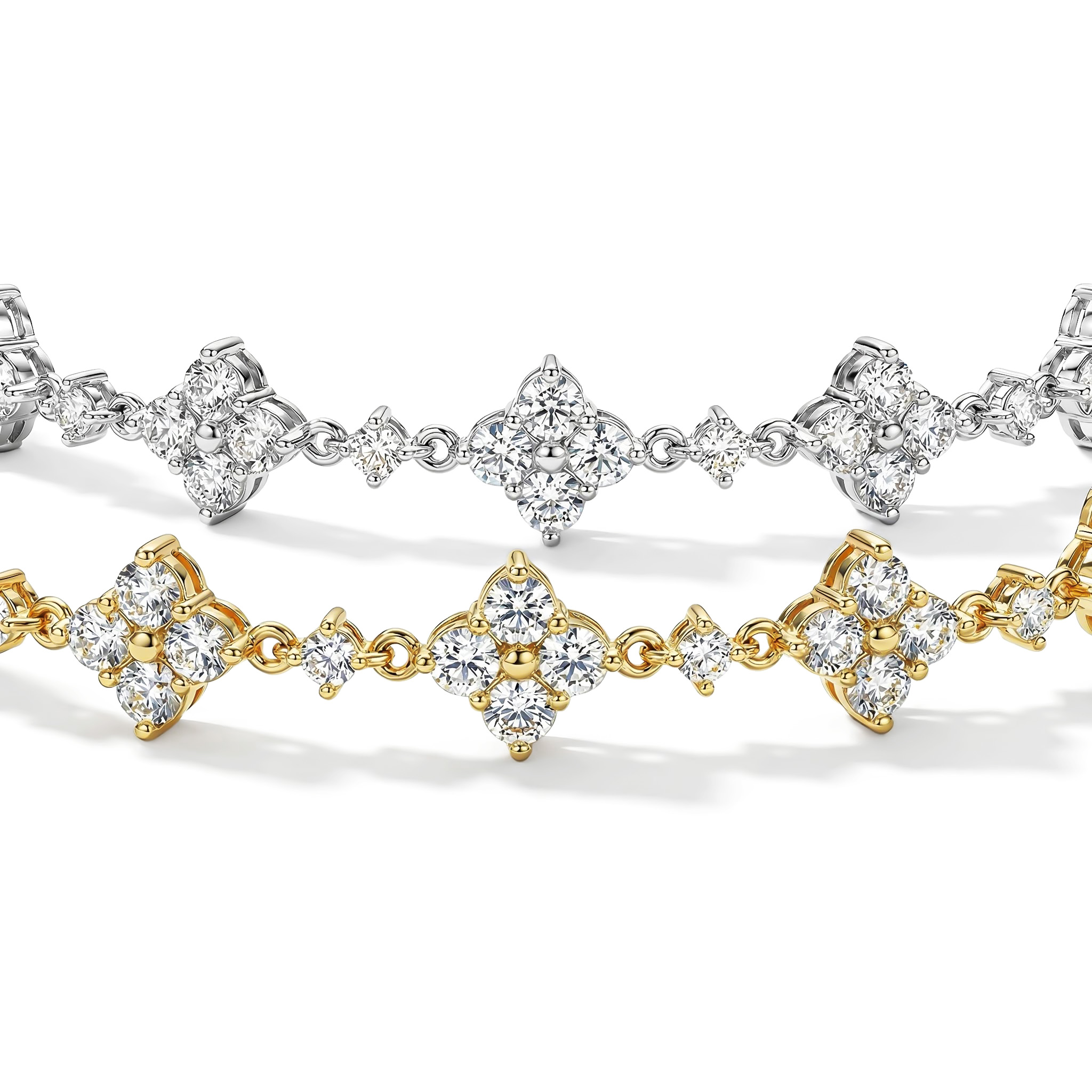 VVS Moissanite S925 Silver Four Leaf Clover Bracelet