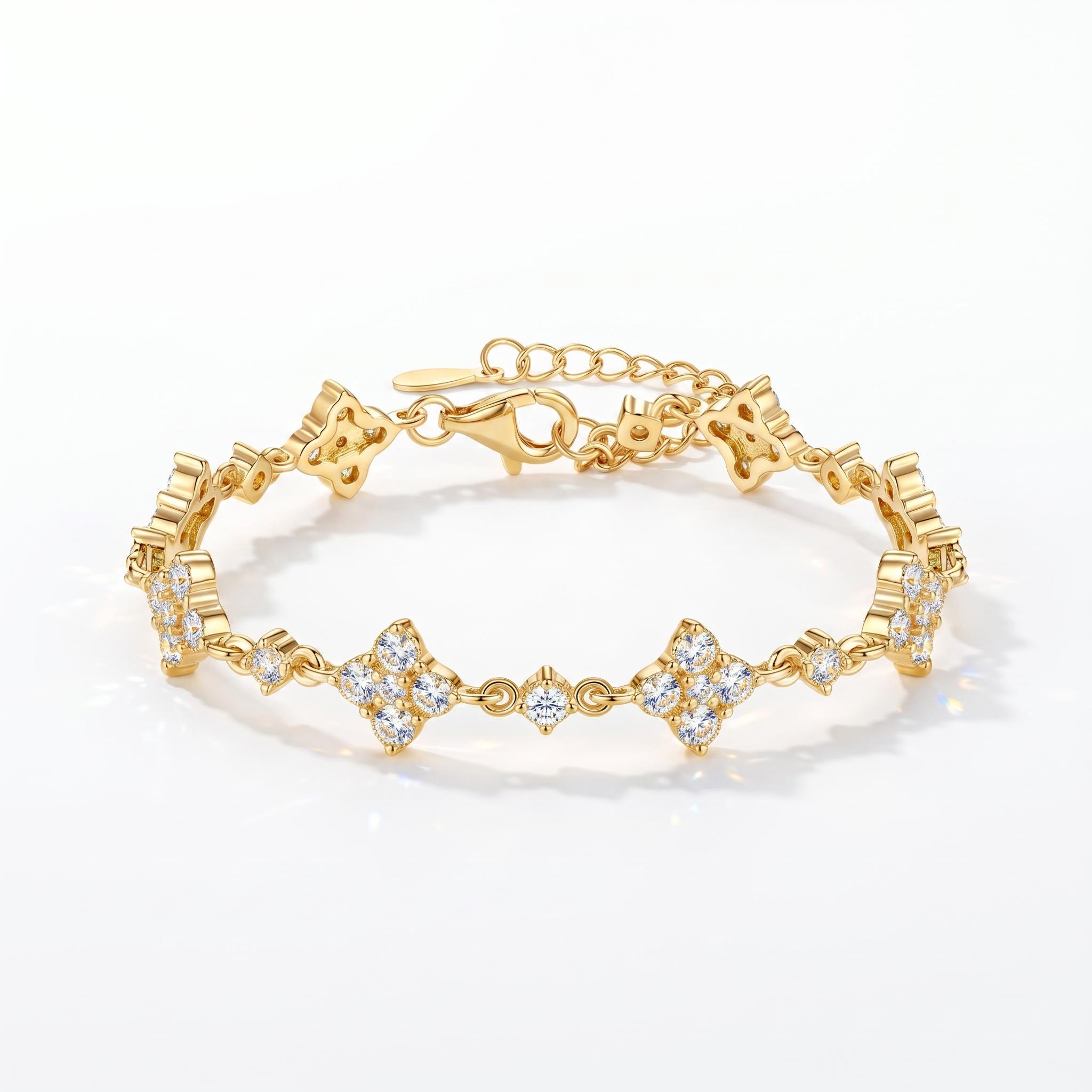 VVS Moissanite S925 Silver Four Leaf Clover Bracelet VVS Moissanite S925 Silver Four Leaf Clover Bracelet