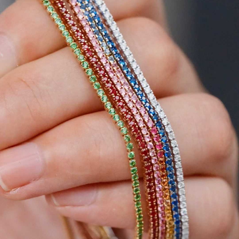 S925 Silver 1.5mm Multicolor Full Diamond Tennis Bracelet