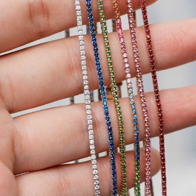 S925 Silver Multicolor Full Diamond Tennis Bracelet