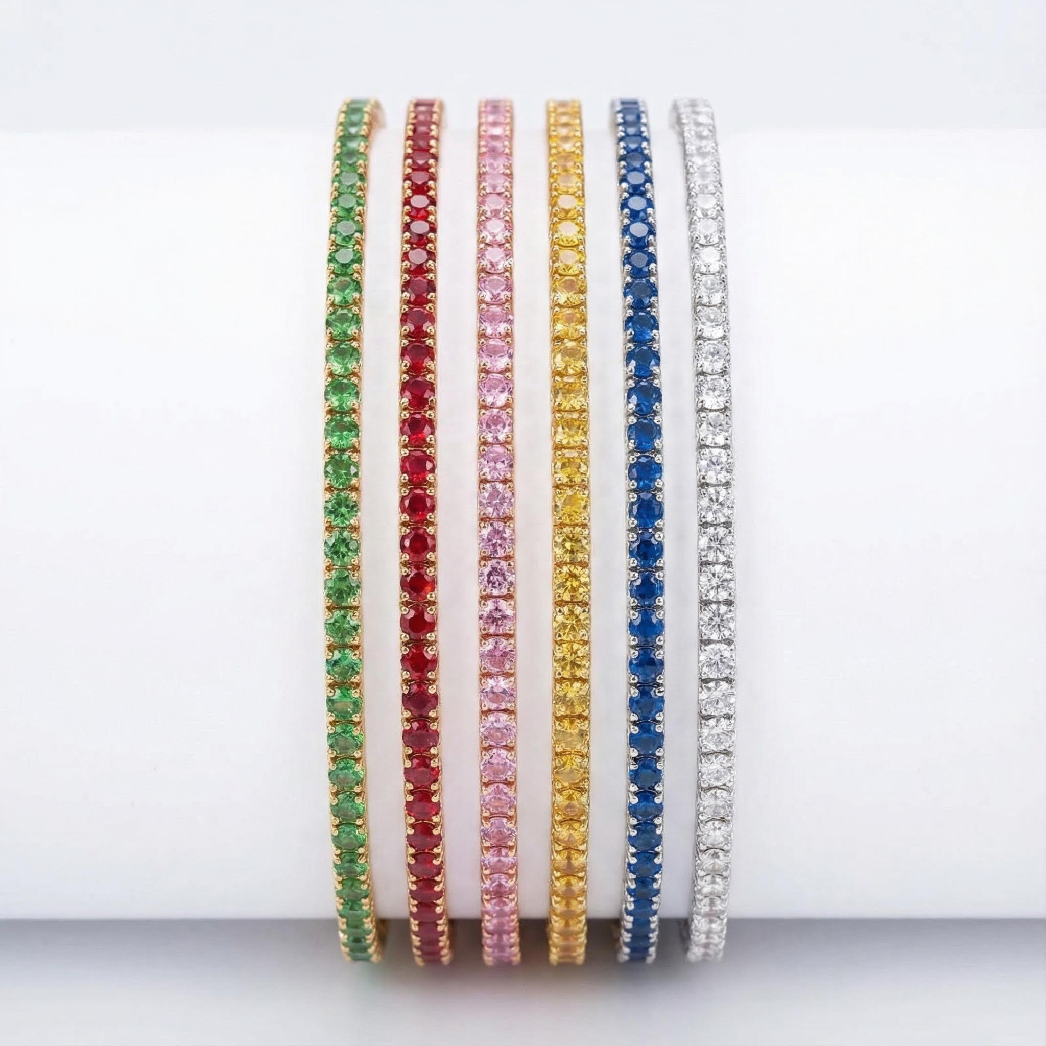 S925 Silver 1.5mm Multicolor Full Diamond Tennis Bracelet