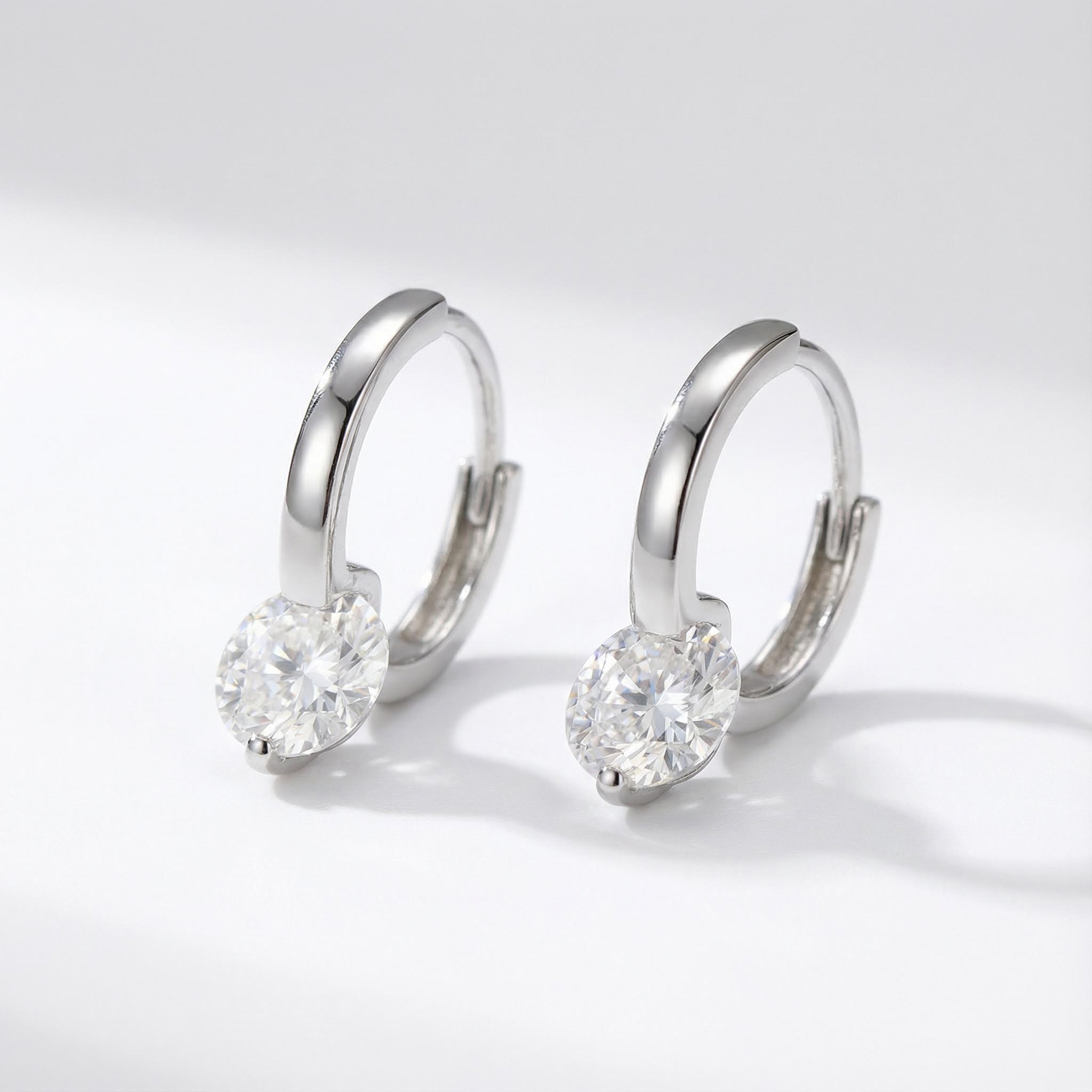 S925 Silver VVS Moissanite 1CT Round Cut Earrings
