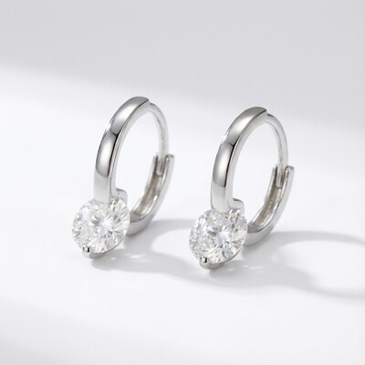 S925 Silver VVS Moissanite 1CT Round Cut Earrings