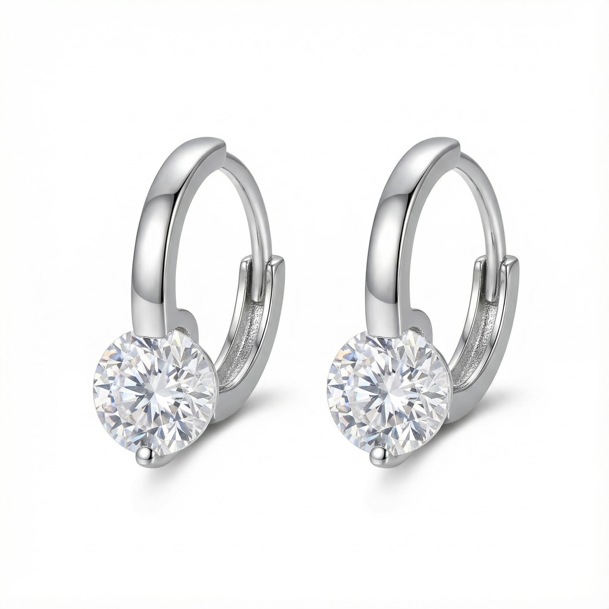 S925 Silver VVS Moissanite 1CT Round Cut Earrings