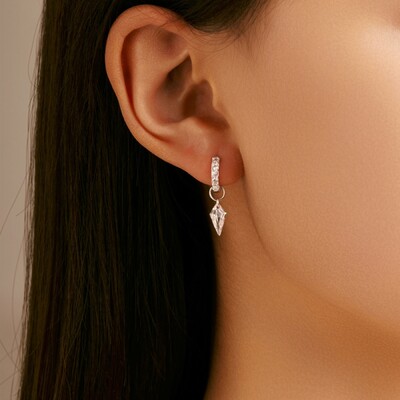 S925 Silver Kite Cut Drop Earrings