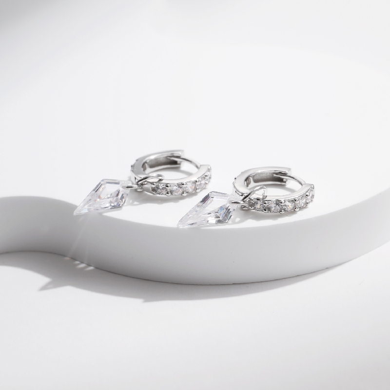 S925 Silver Kite Cut Drop Earrings