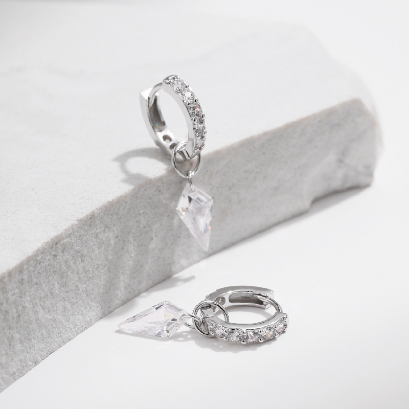 S925 Silver Kite Cut Drop Earrings