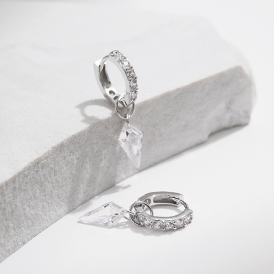 S925 Silver Kite Cut Drop Earrings