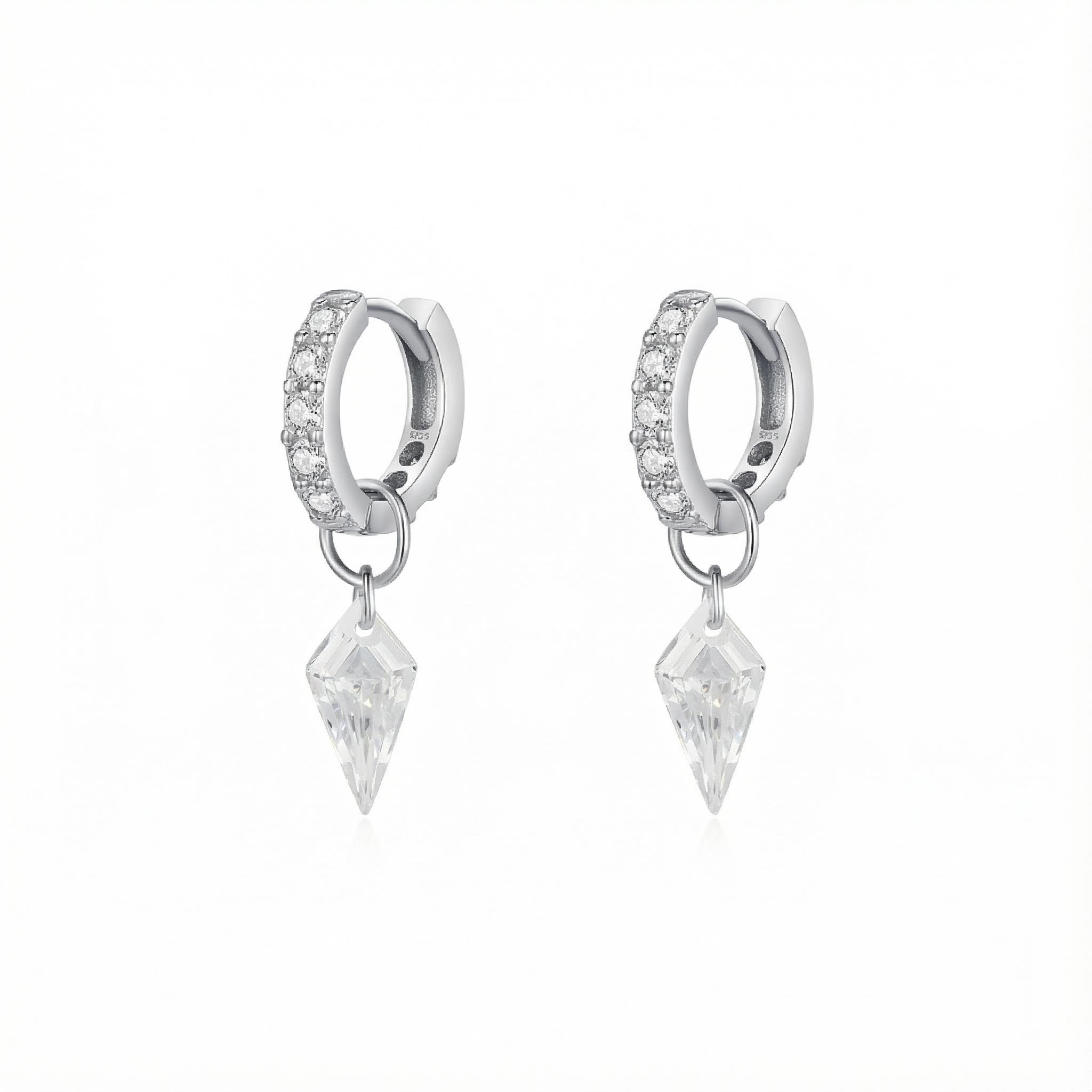 S925 Silver Kite Cut Drop Earrings
