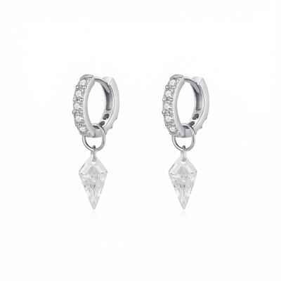 S925 Silver Kite Cut Drop Earrings