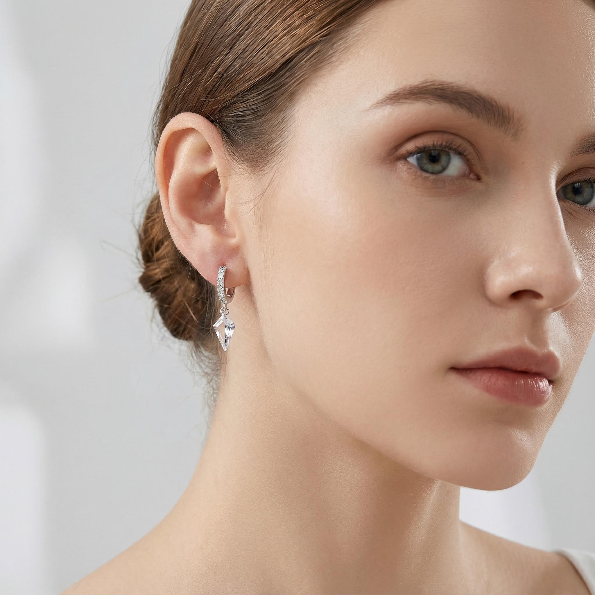 S925 Silver Kite Cut Drop Earrings