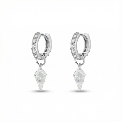 S925 Silver Kite Cut Drop Earrings