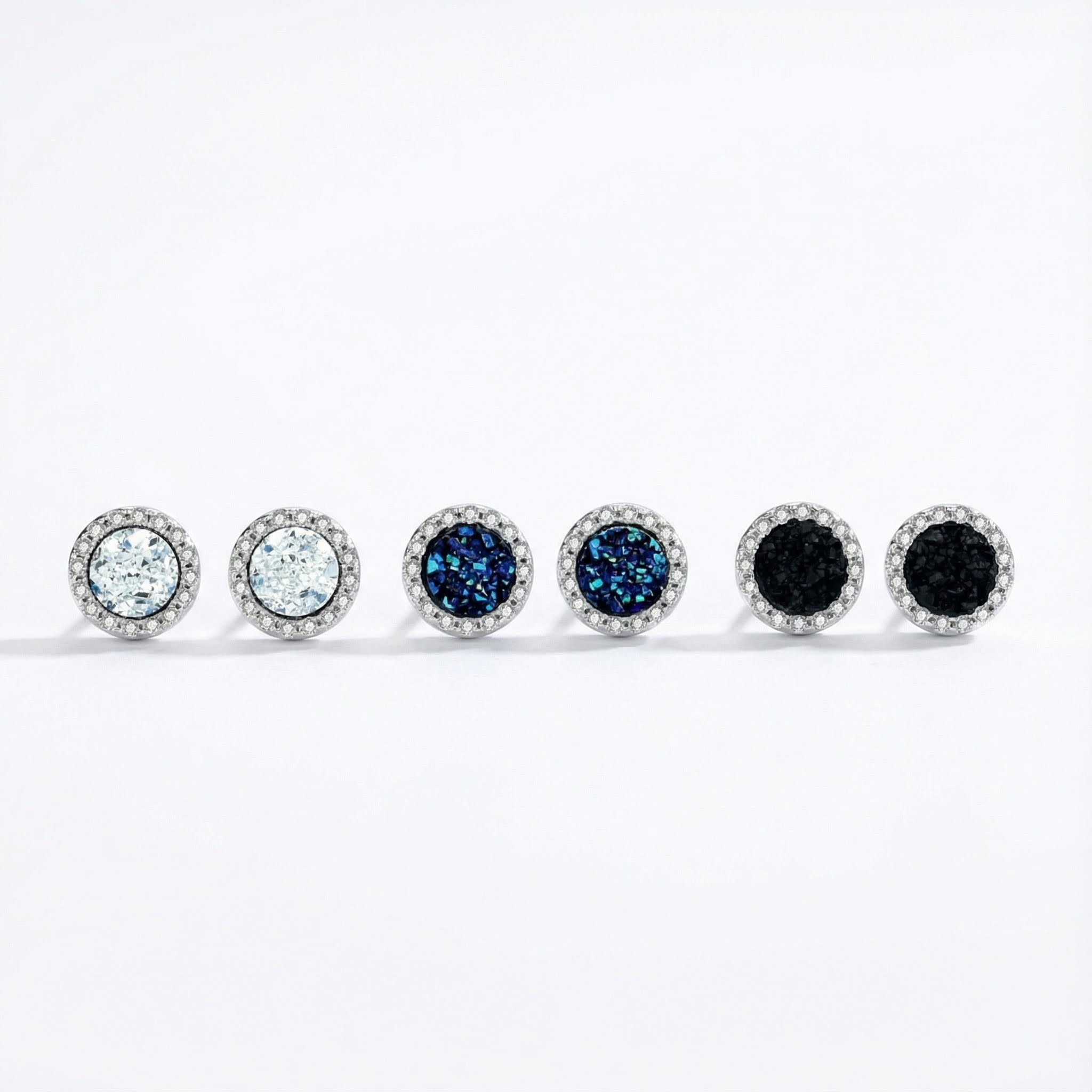 S925 Silver Round Cut Pave Stud Earrings S925 Silver Round Cut Pave Stud Earrings