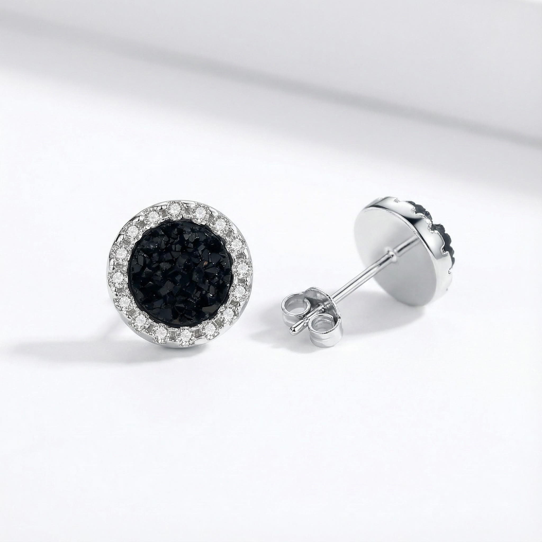 S925 Silver Round Cut Pave Stud Earrings S925 Silver Round Cut Pave Stud Earrings