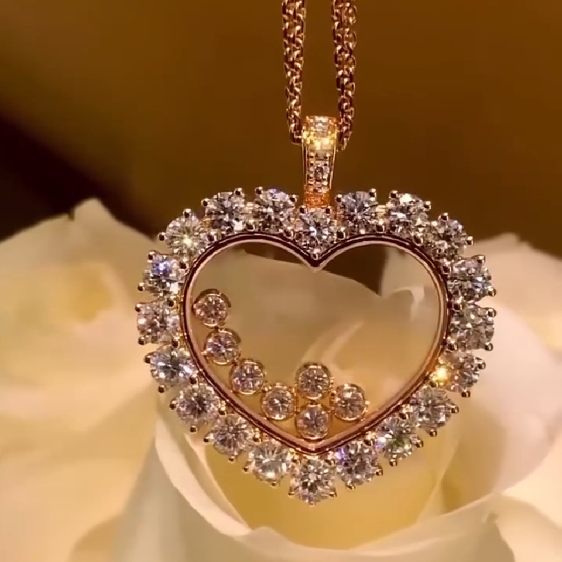Heart Shaped Pendant with Diamond Decoration