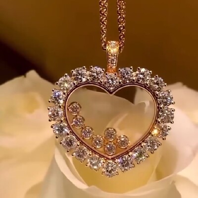 Heart Shaped Pendant with Diamond Decoration