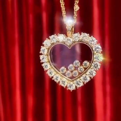 Heart Shaped Pendant with Diamond Decoration
