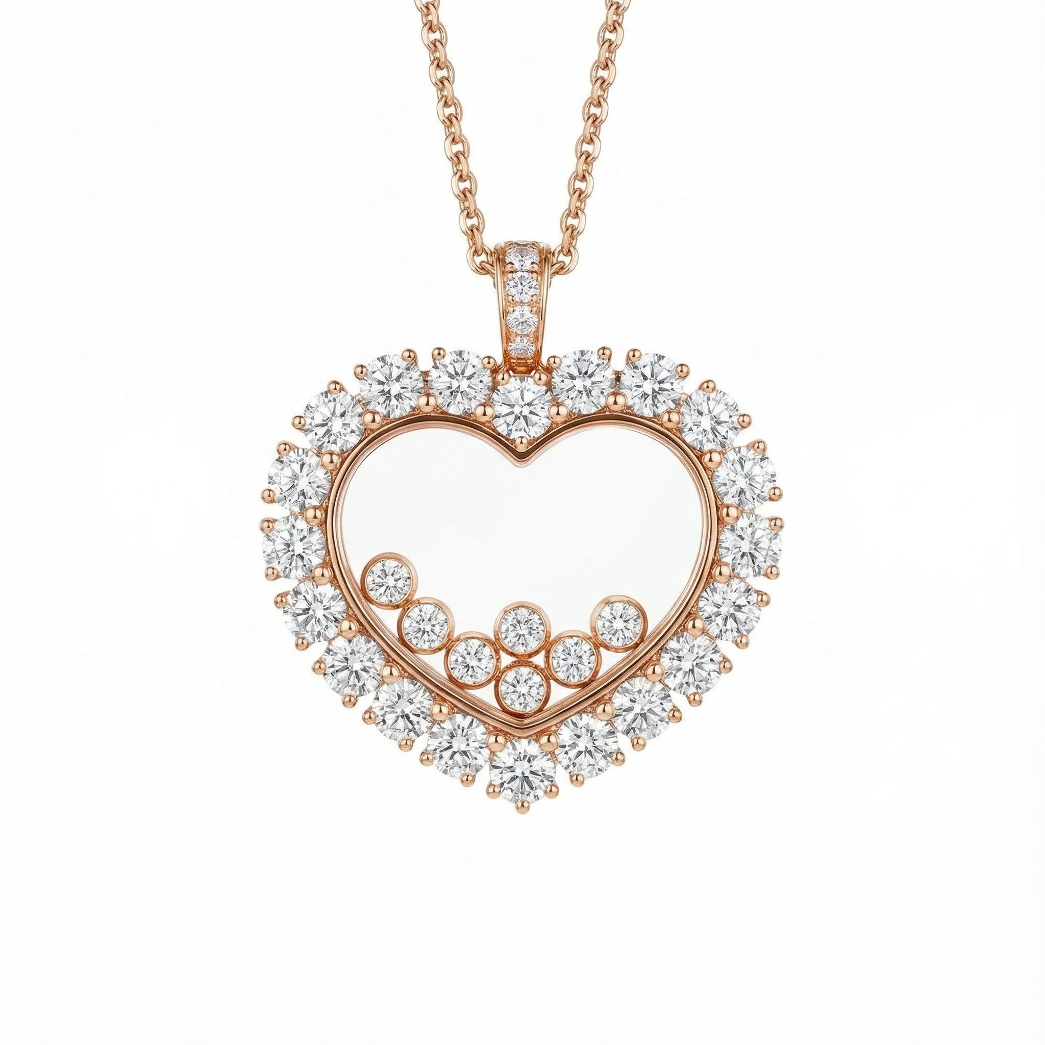 Heart Shaped Pendant with Diamond Decoration