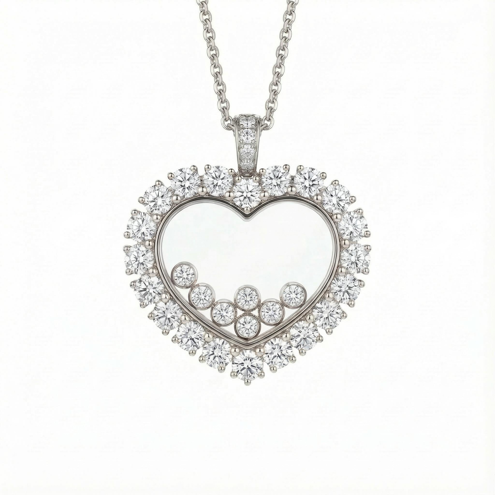 Heart Shaped Pendant with Diamond Decoration