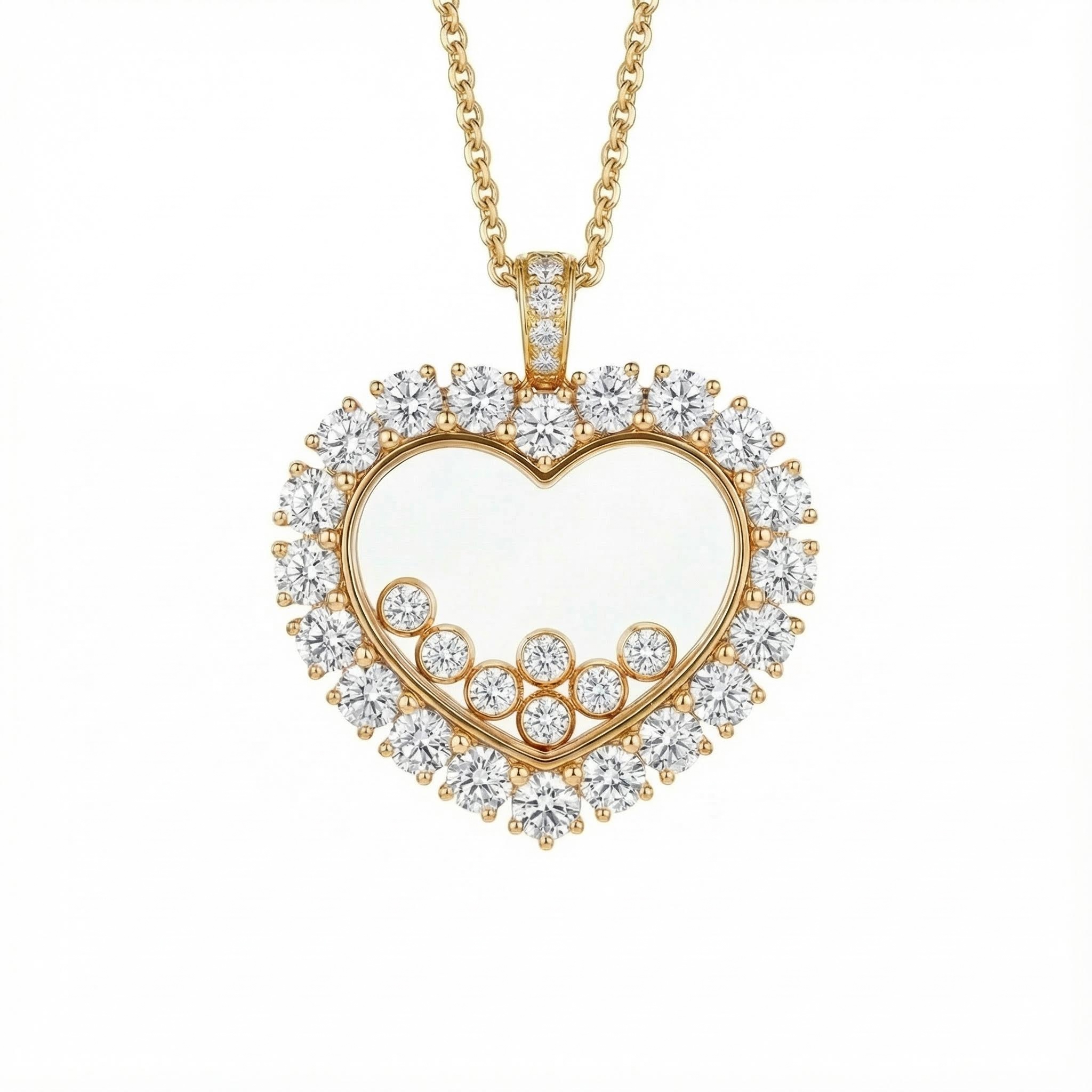 Heart Shaped Pendant with Diamond Decoration