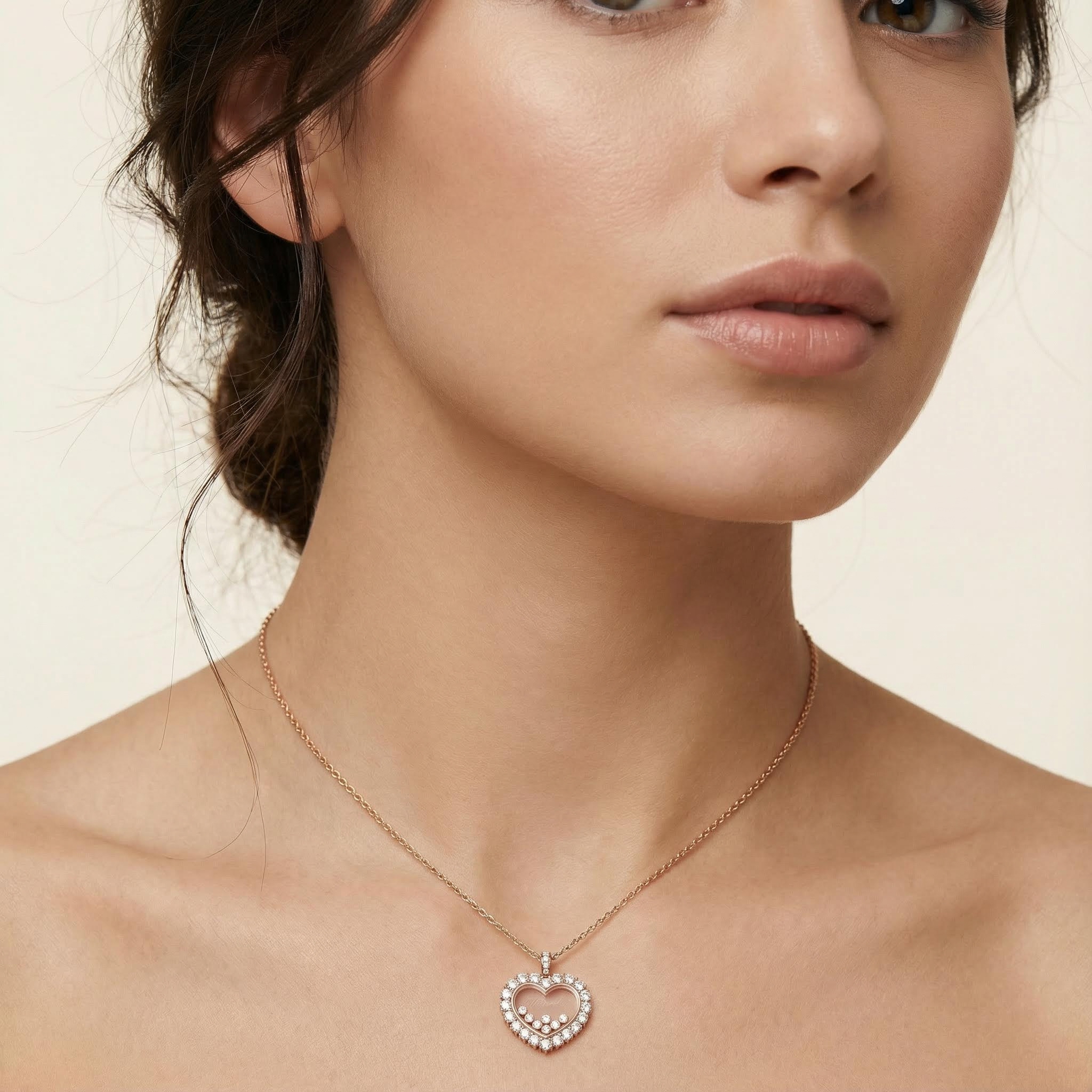 Heart Shaped Pendant with Diamond Decoration