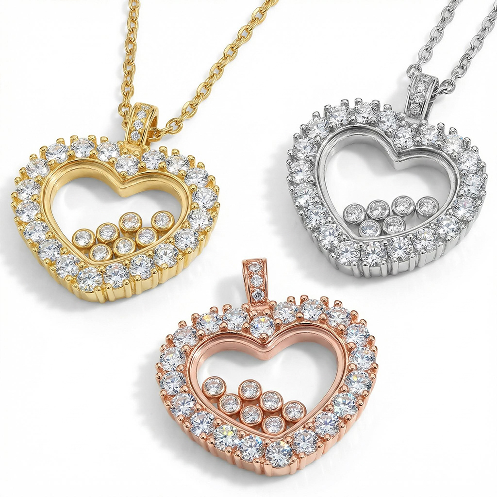 Heart Shaped Pendant with Diamond Decoration