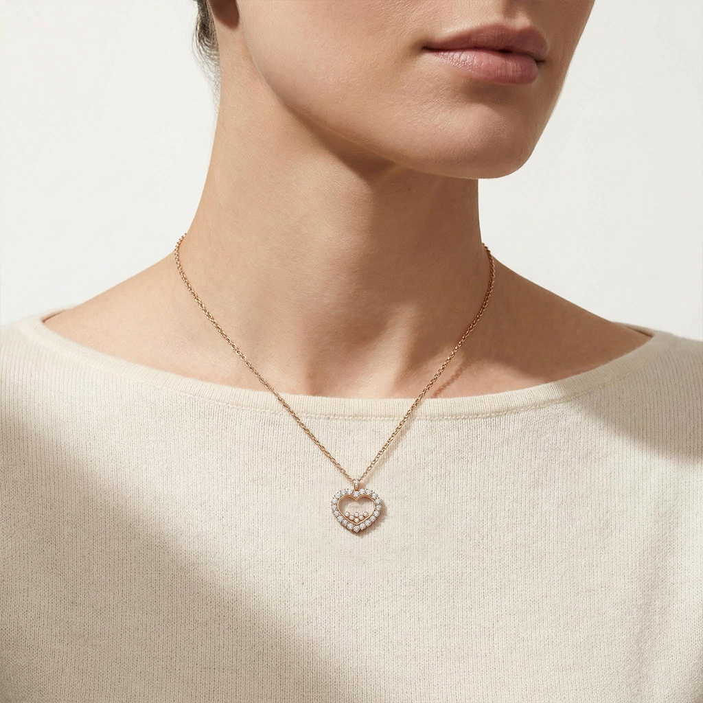 Heart Shaped Pendant with Diamond Decoration