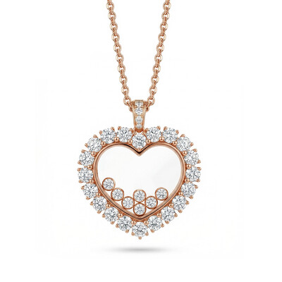 Heart Shaped Pendant with Diamond Decoration