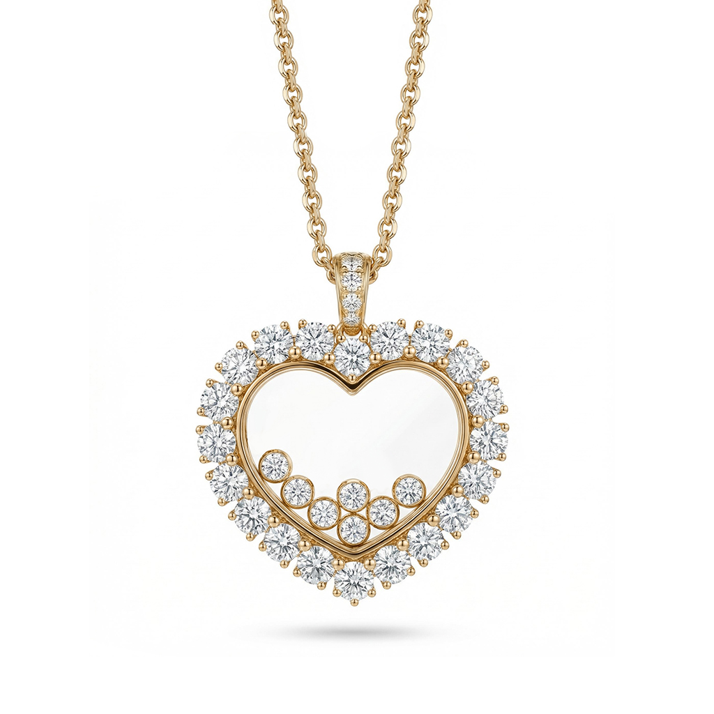 Heart Shaped Pendant with Diamond Decoration
