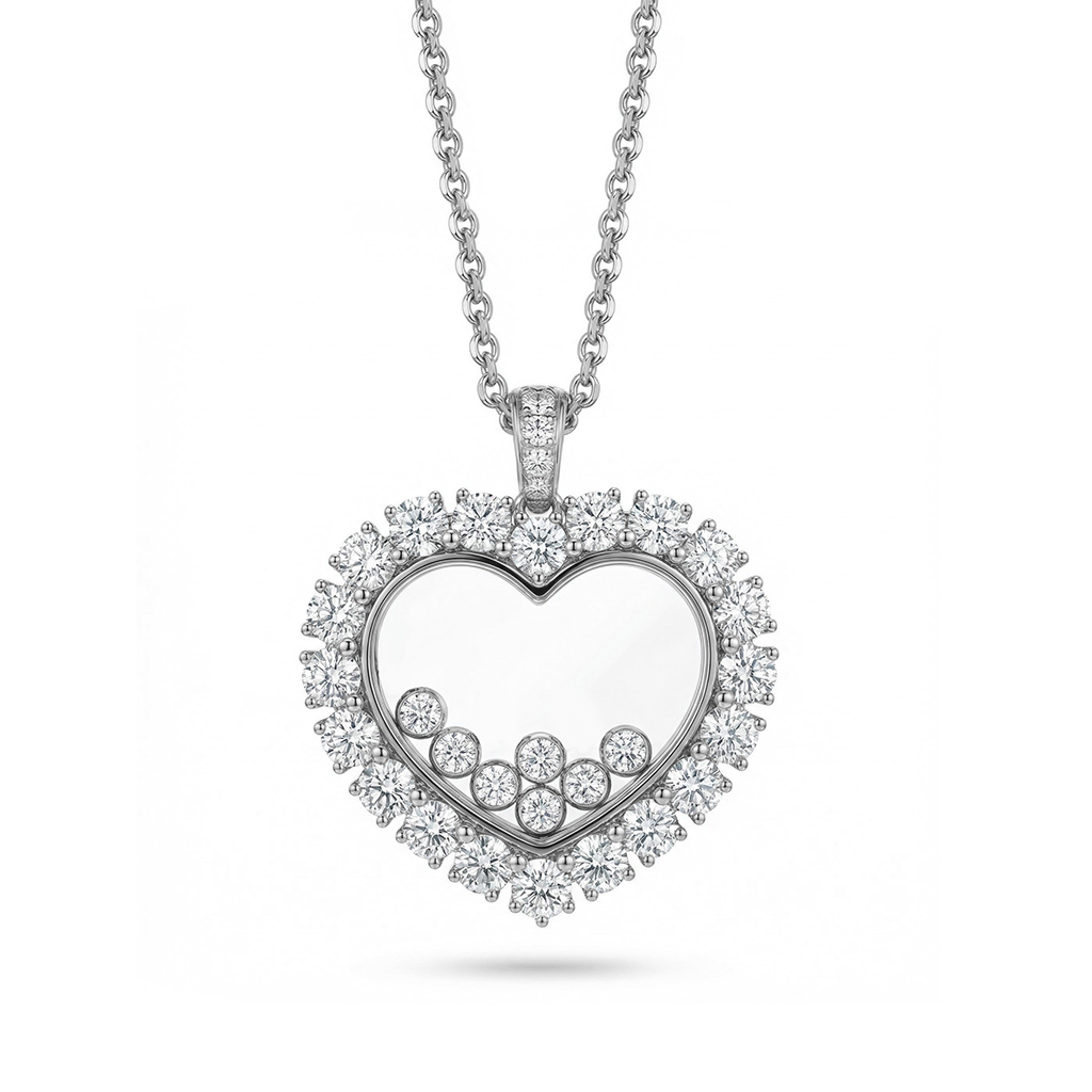 Heart Shaped Pendant with Diamond Decoration