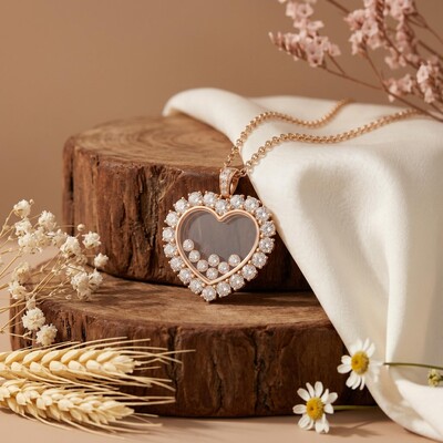 Heart Shaped Pendant with Diamond Decoration