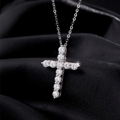 VVS Moissanite S925 Silver Cross Pendant Necklace