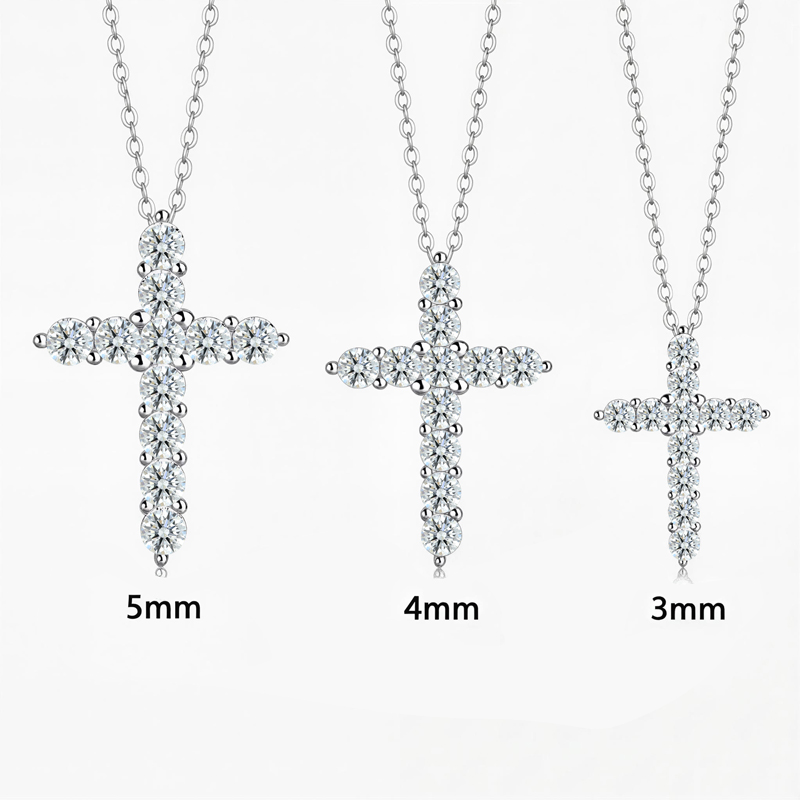 VVS Moissanite S925 Silver Cross Pendant Necklace