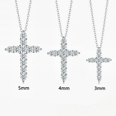 VVS Moissanite S925 Silver Cross Pendant Necklace