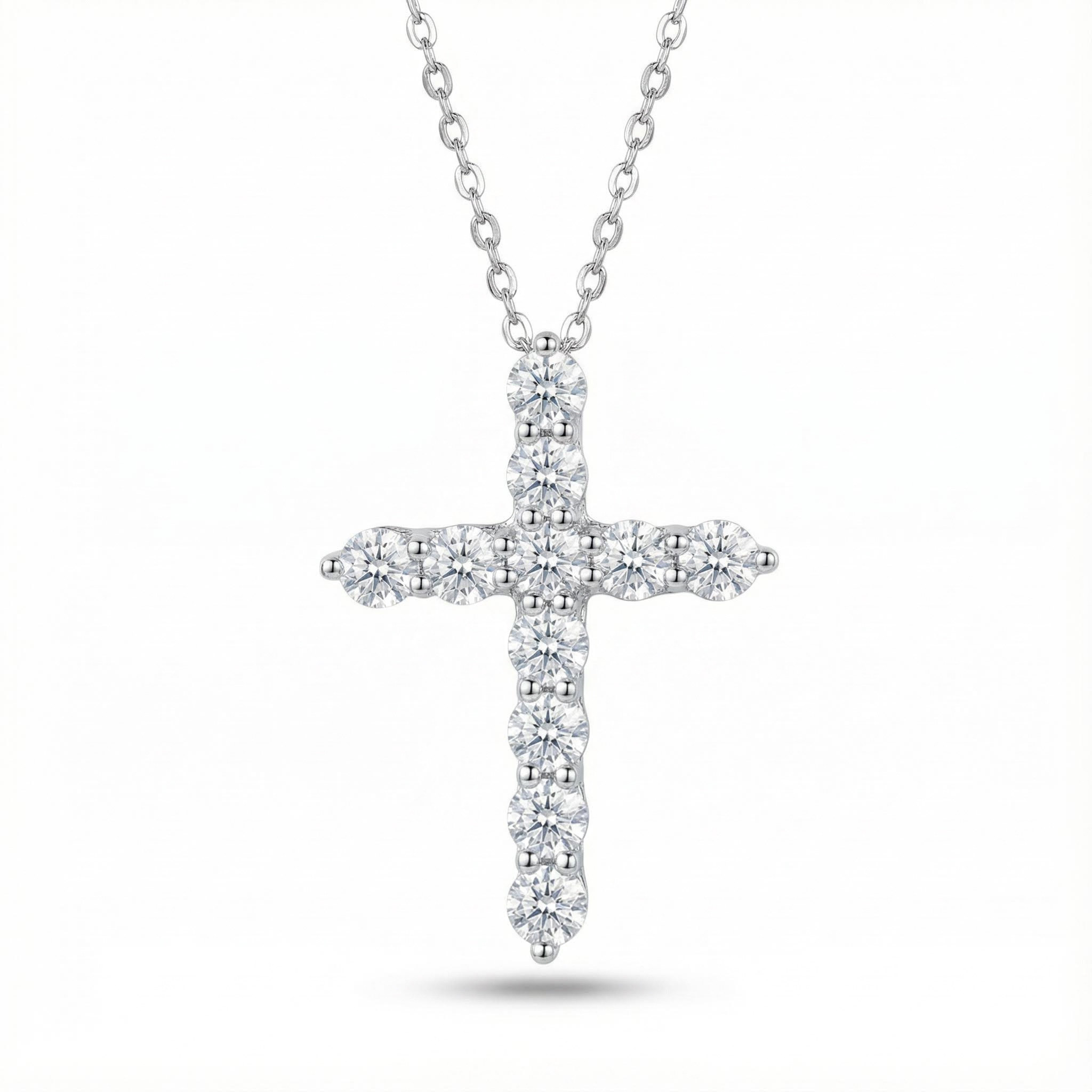 VVS Moissanite S925 Silver Cross Pendant Necklace