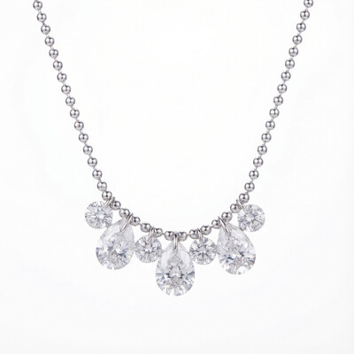 S925 Silver Teardrop Diamond Pendant Necklace