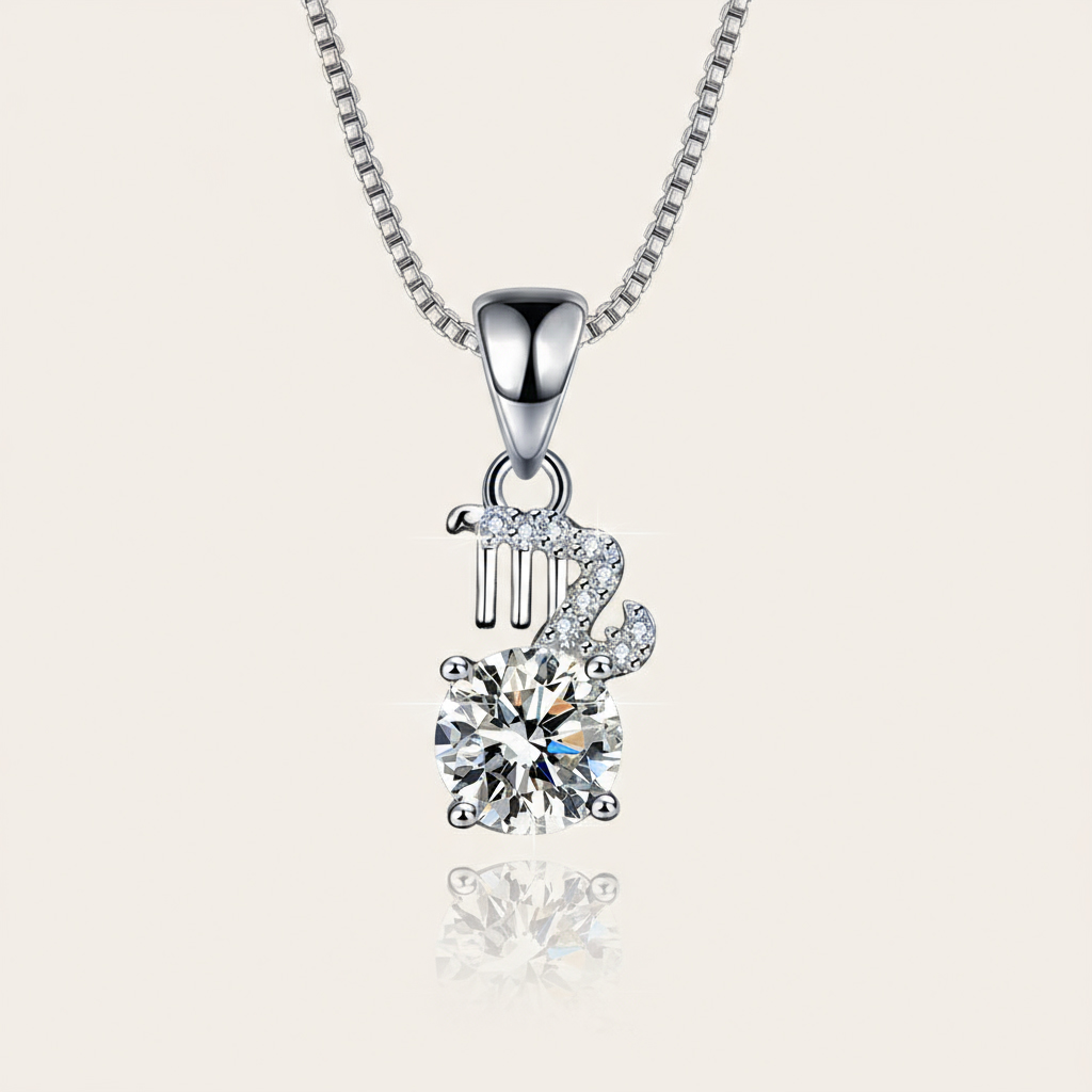 Customized Zodiac VVS Moissanite S925 Silver Pendent Necklace