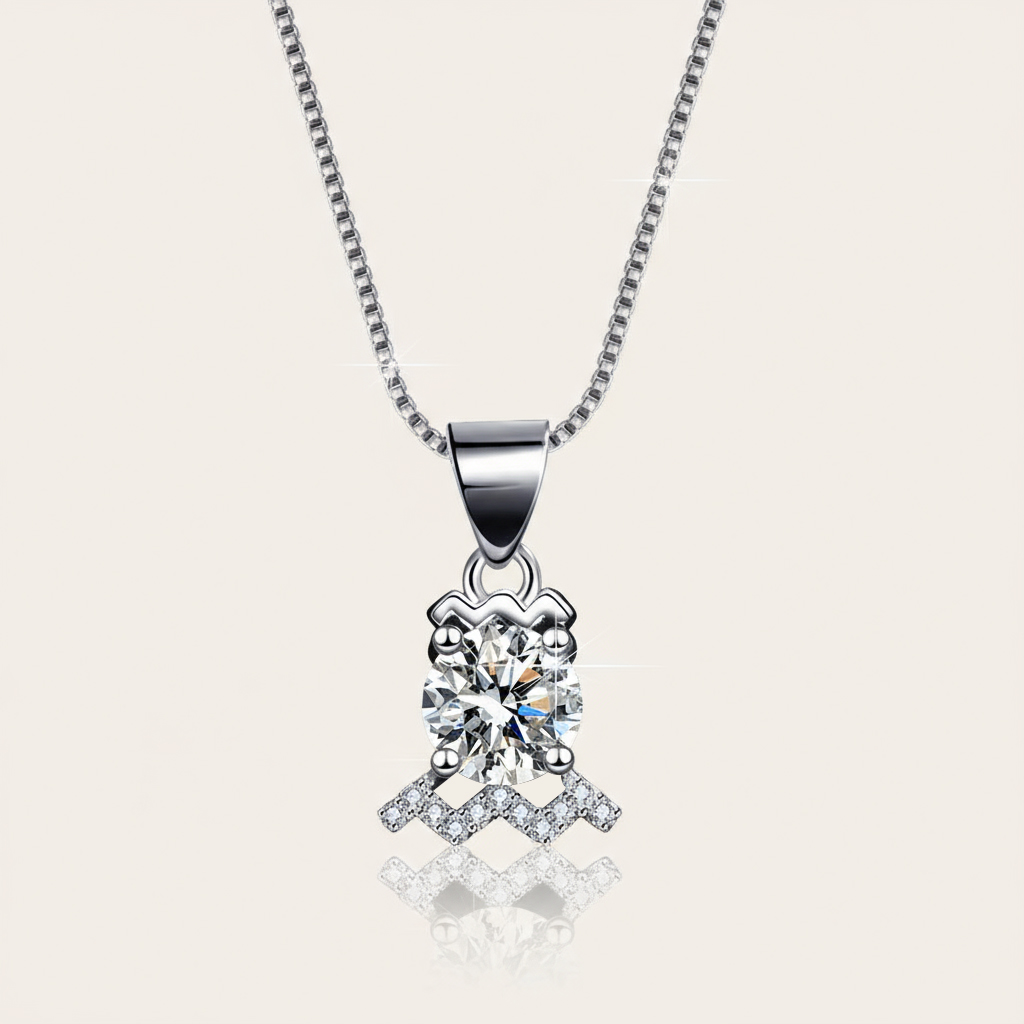 Customized Zodiac VVS Moissanite S925 Silver Pendent Necklace