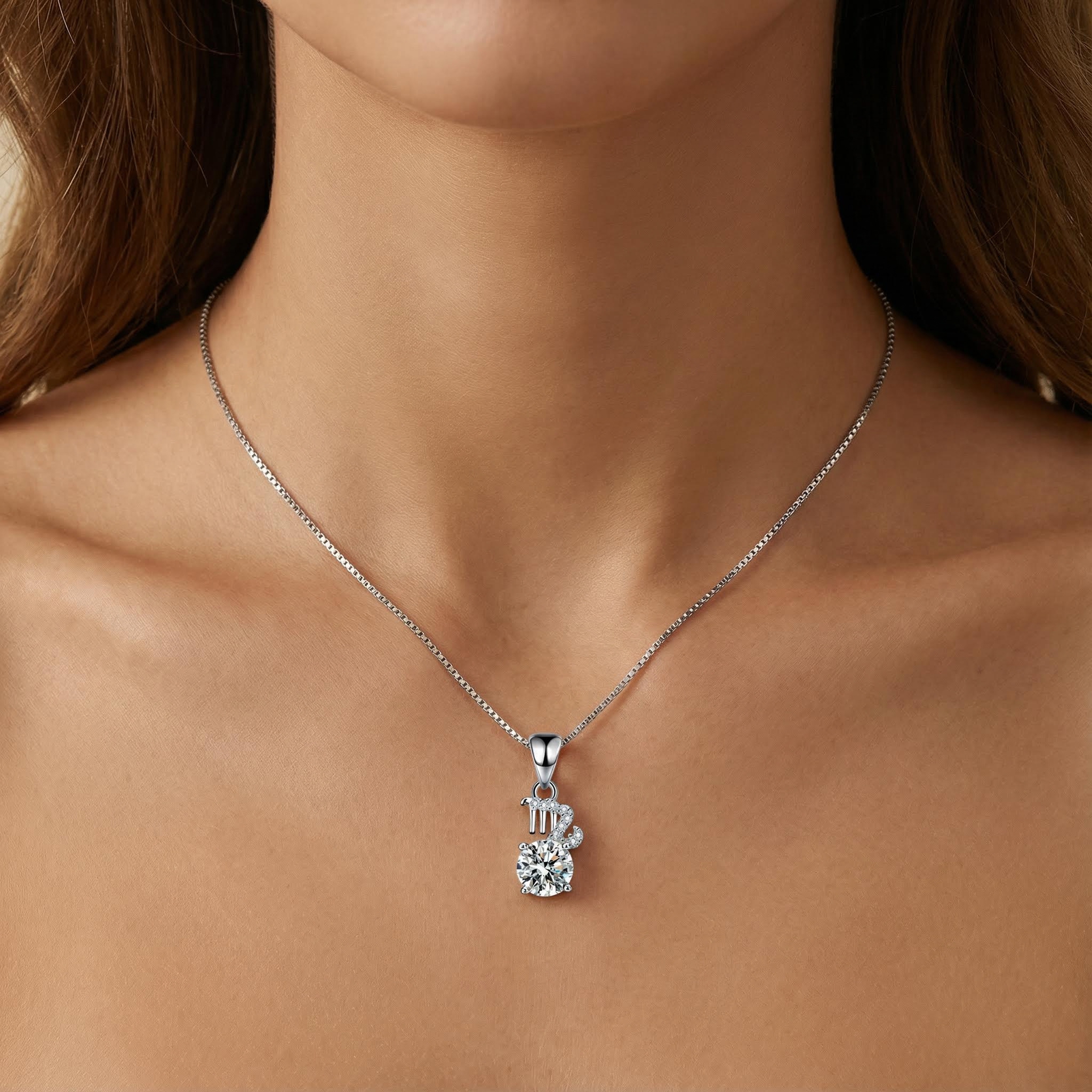 Customized Zodiac VVS Moissanite S925 Silver Pendent Necklace