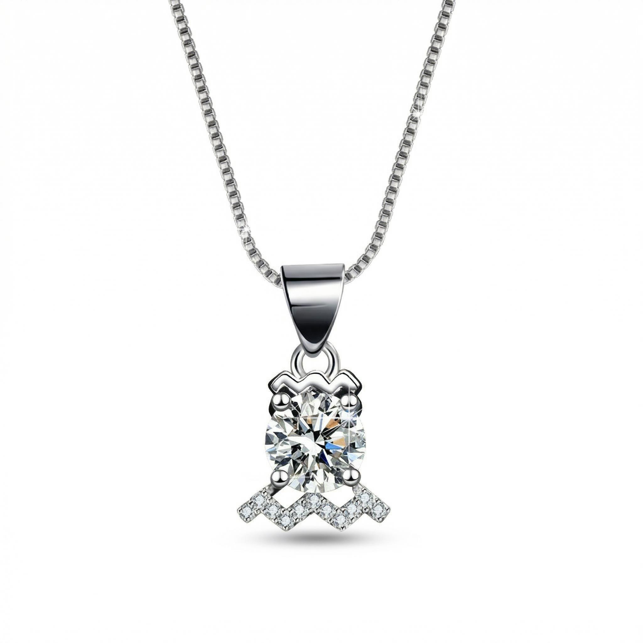 Customized Zodiac VVS Moissanite S925 Silver Pendent Necklace
