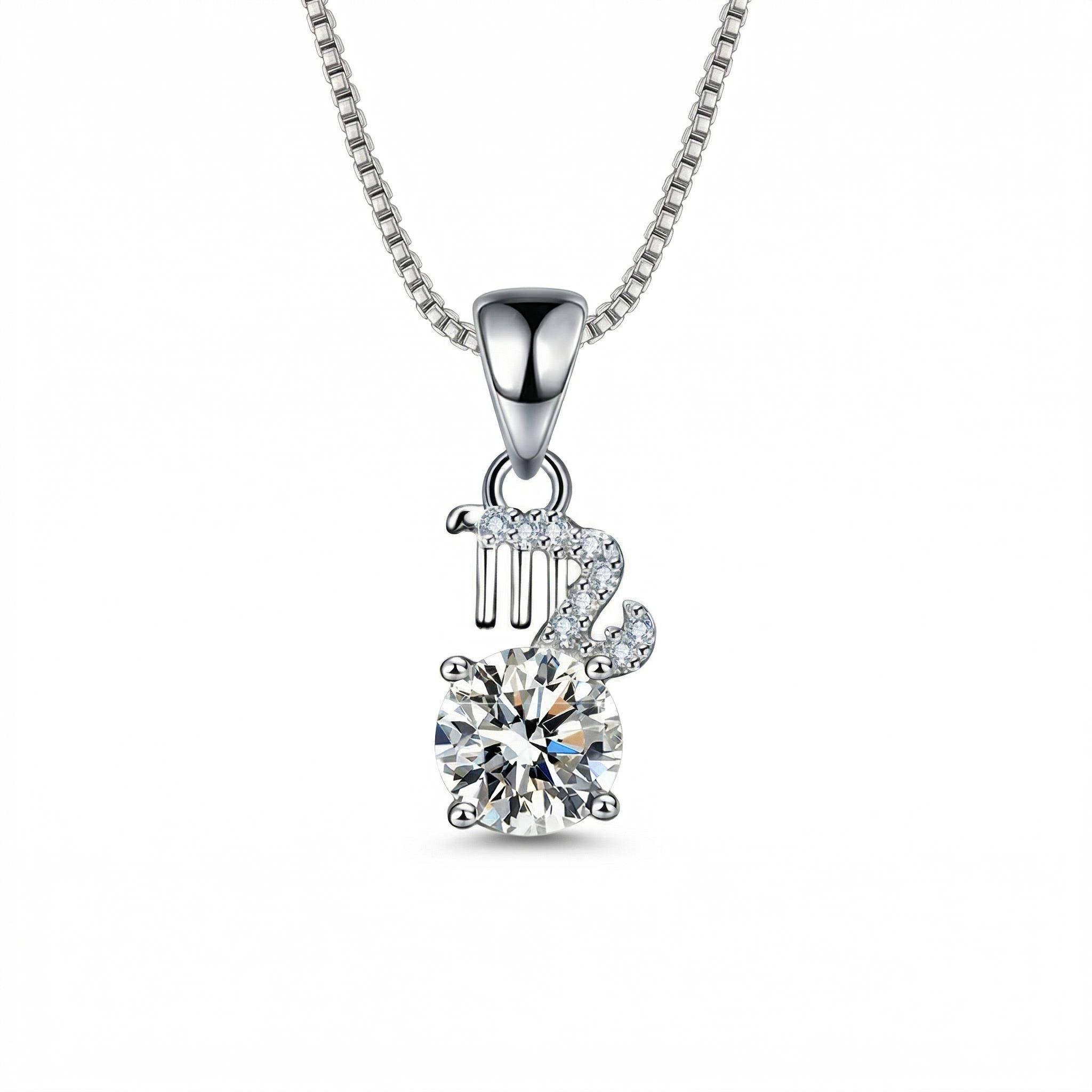 Customized Zodiac VVS Moissanite S925 Silver Pendent Necklace