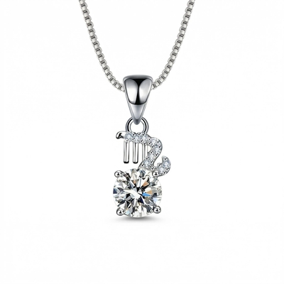 Customized Zodiac VVS Moissanite S925 Silver Pendent Necklace