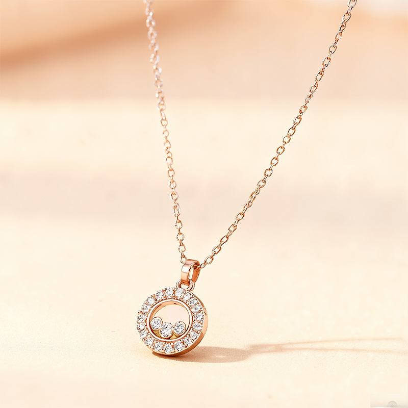 Round Shaped Floating Diamonds Pendent Necklace Round Shaped Floating Diamonds Pendent Necklace