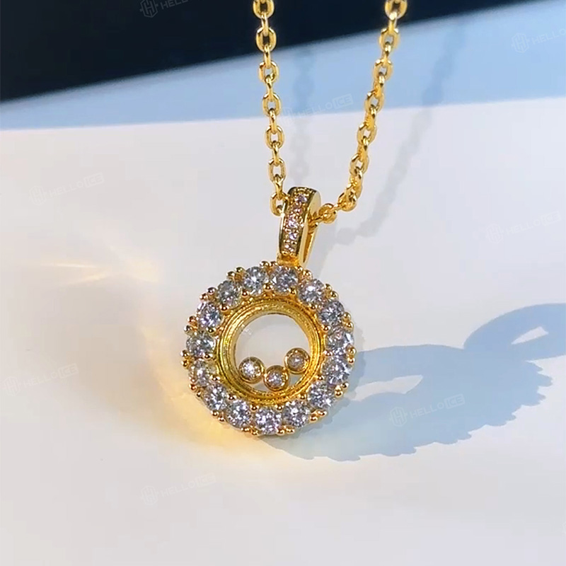 Round Shaped Floating Diamonds Pendent Necklace Round Shaped Floating Diamonds Pendent Necklace