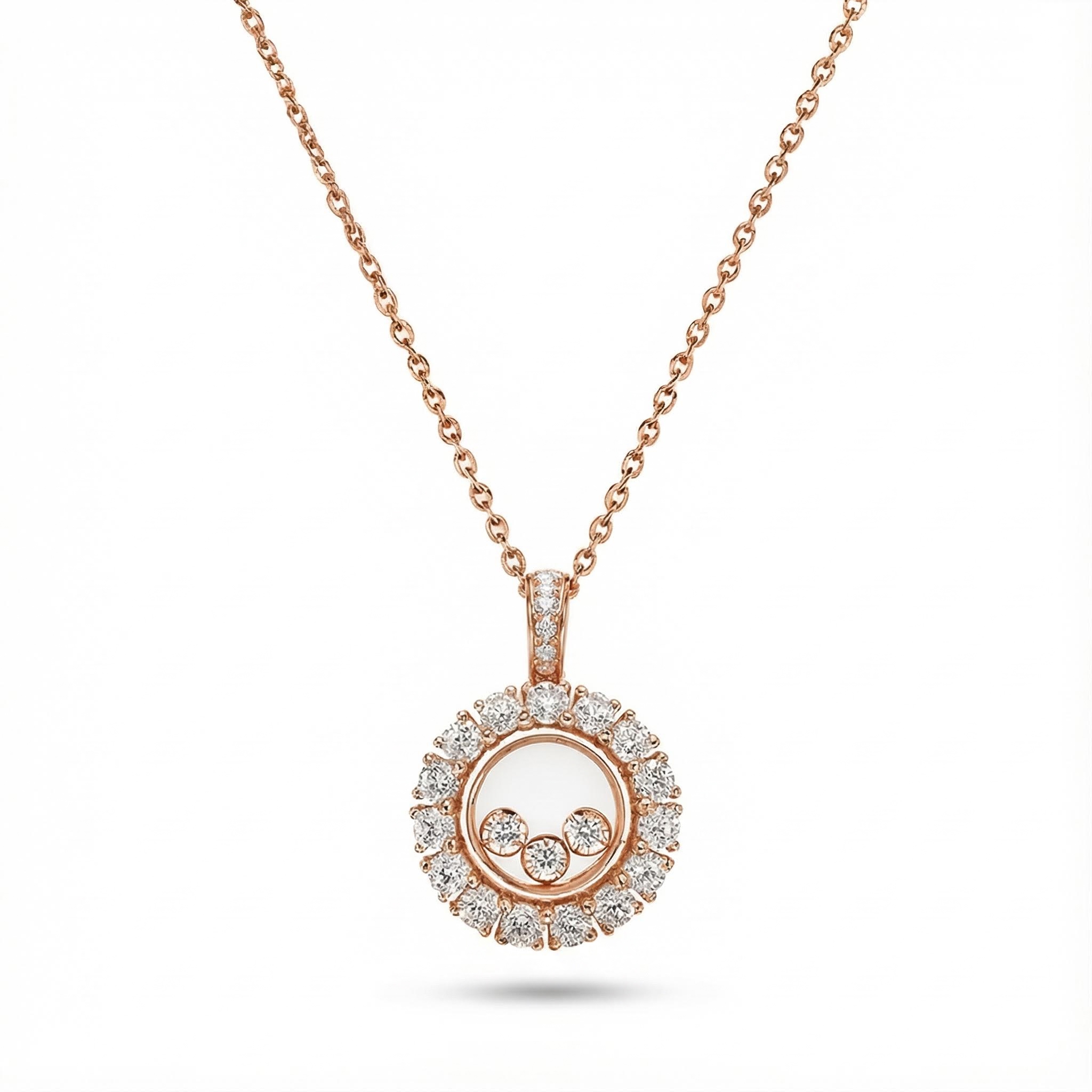 Round Shaped Floating Diamonds Pendant Necklace