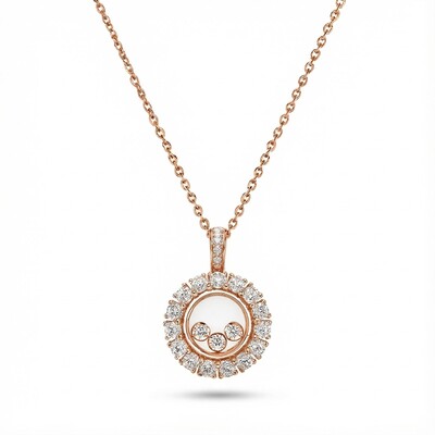 Round Shaped Floating Diamonds Pendant Necklace